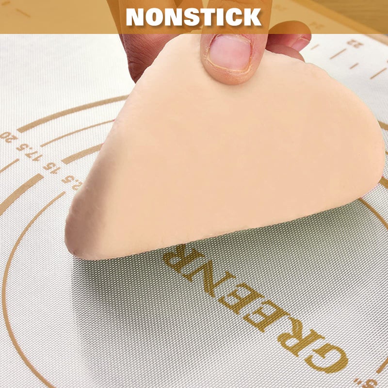 GREENRAIN Silicone Pastry Mat Extra Thick Large Non Stick Baking Supplies Kitchen Counter Cooking Rolling Dough Sheet Pie Crust Sourdough Bread Oven Liner with Measurement (L-16''(W)*24''(L), 3#Gold) - Image 3